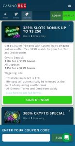 Casino Max welcome offer